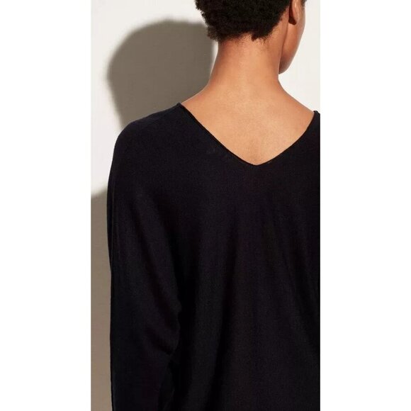 VINCE Black Rayon Cashmere Blend Dolman Sleeve V-Back Sweater Pullover - Picture 1 of 7